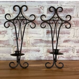 Elegant Black Wrought Iron Candle Holders